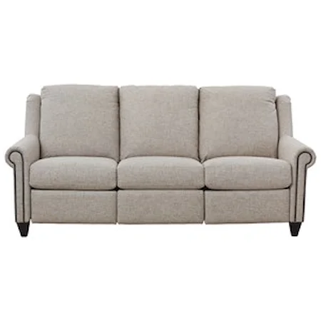 Customizable Power Reclining Sofa with Panel Arms, Tapered Legs, Nailheads